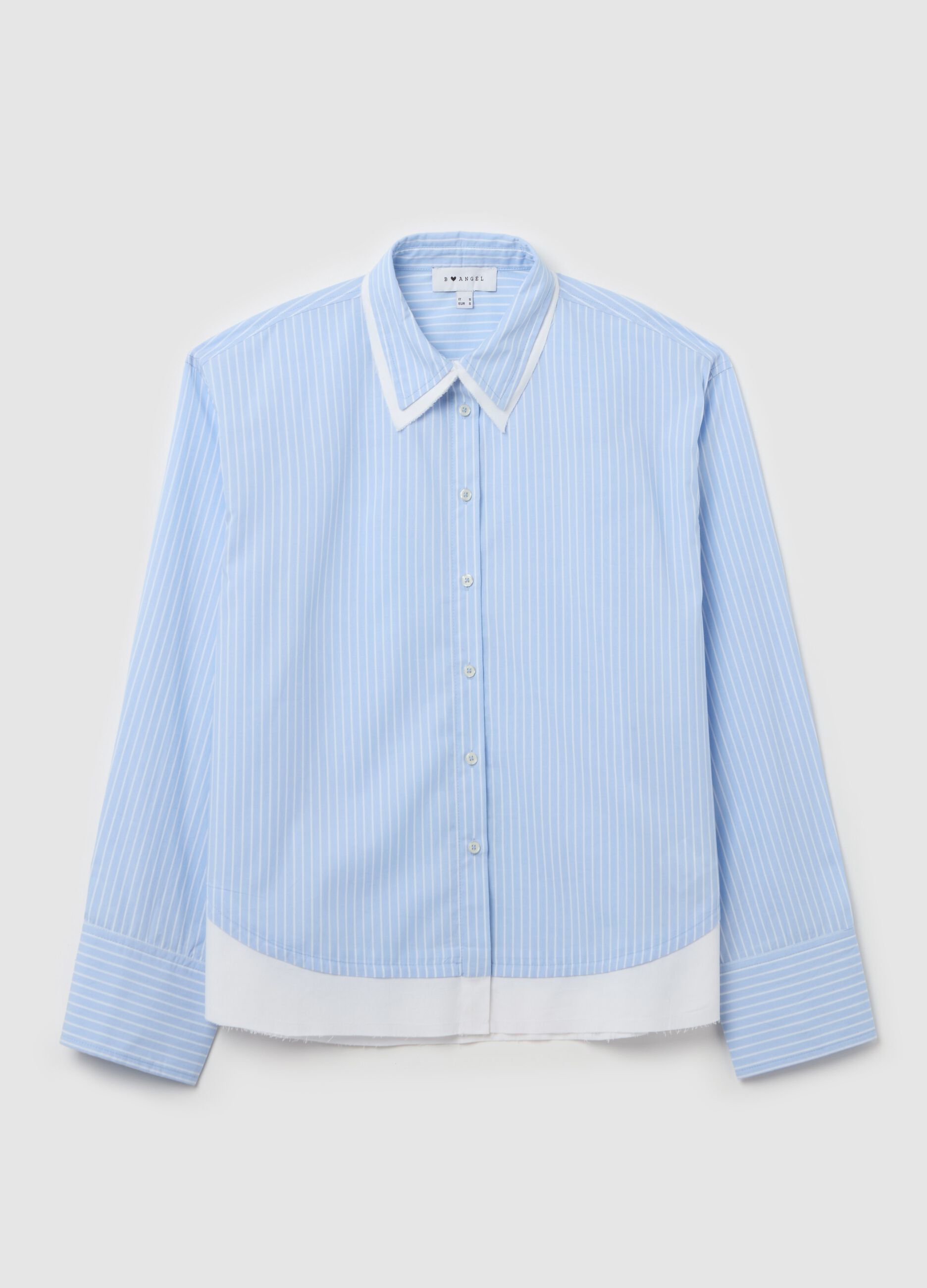 Pinstriped shirt with layered-effect details