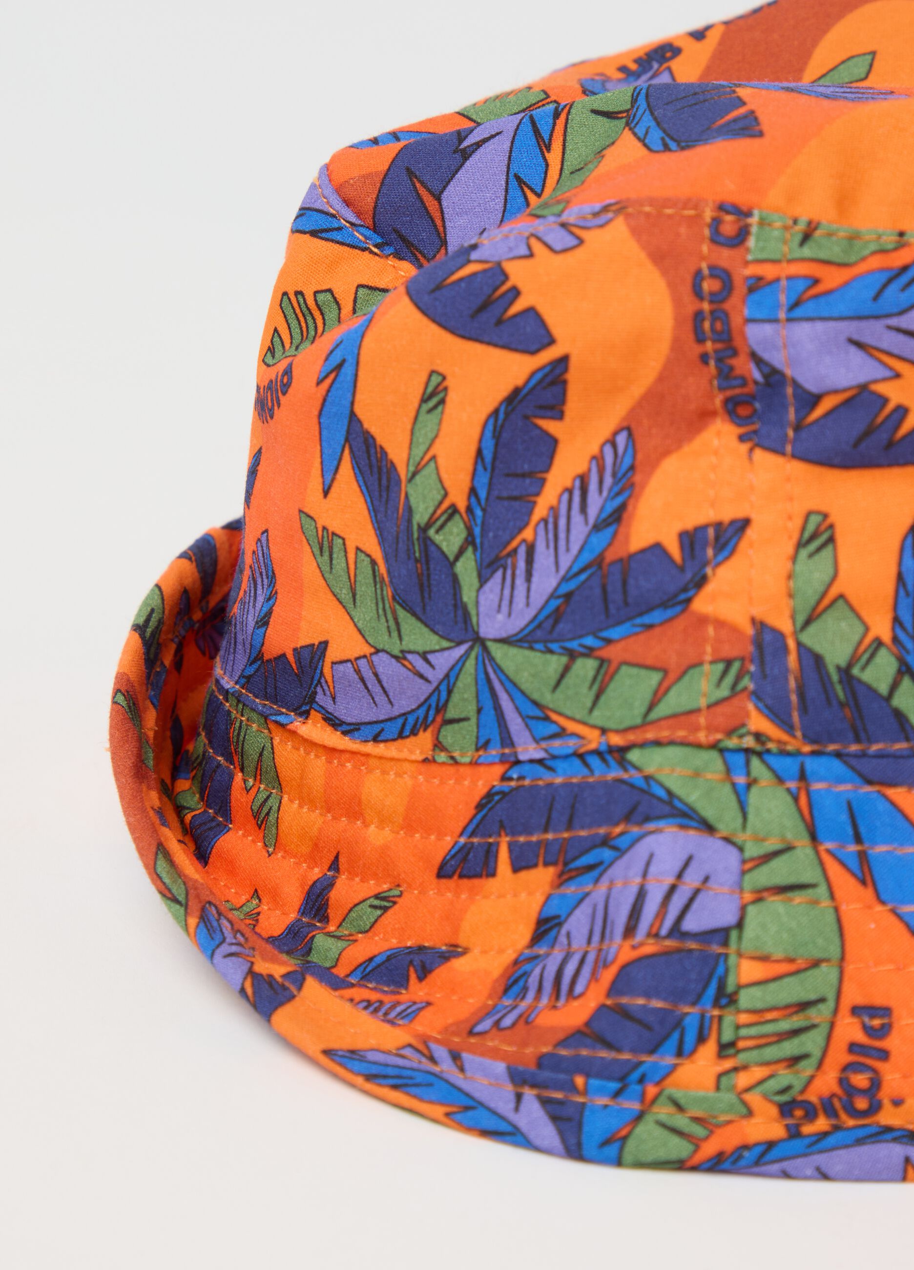 Orange fishing hat with palms print