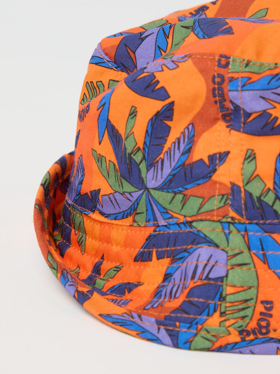 Orange fishing hat with palms print_2