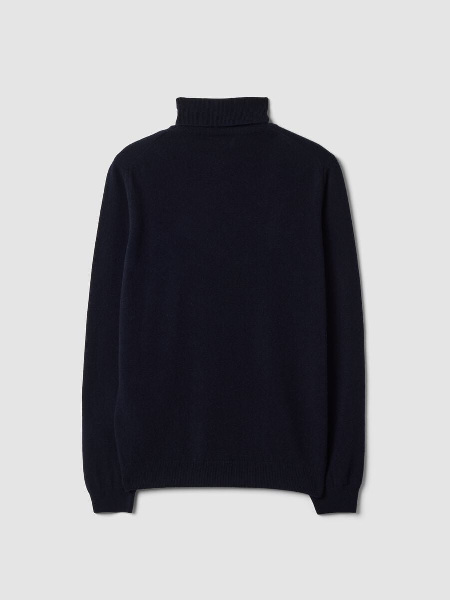 Maglia blu navy dolcevita in pura lana di agnello_6