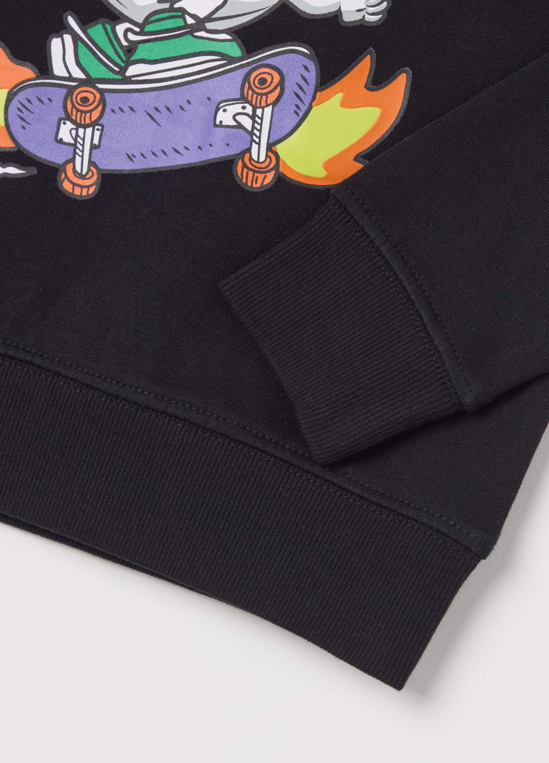 French Terry sweatshirt with skater monster print