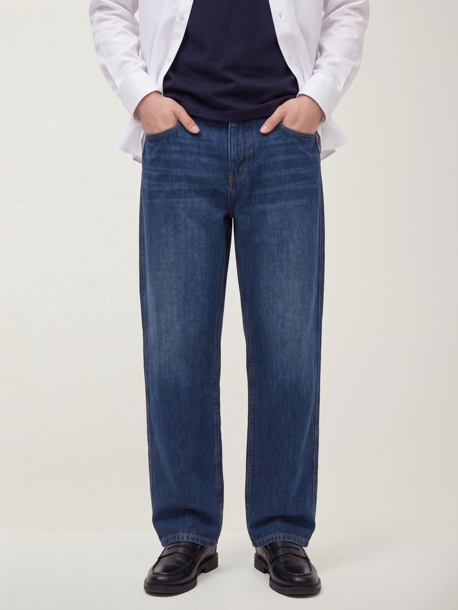 Jeans denim in puro cotone relaxed fit_1