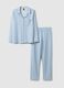 Regular fit multicolour striped pyjamas in pure cotton with V-neck_4