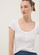 White pure cotton regular fit T-shirt with deep Henley neck_0