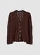 Brown pure cotton cardigan regular fit with lace pattern_4