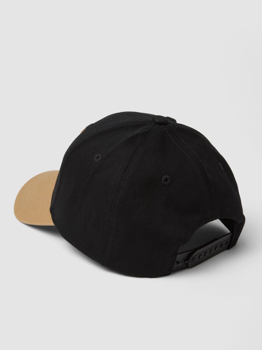 Black and beige pure cotton baseball cap with Los Angeles FC embroidery_1