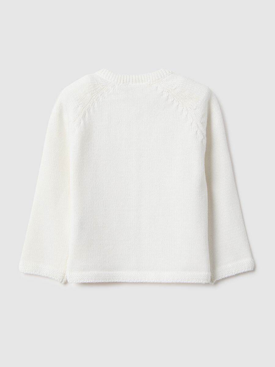 White organic cotton regular fit cardigan for girls_1