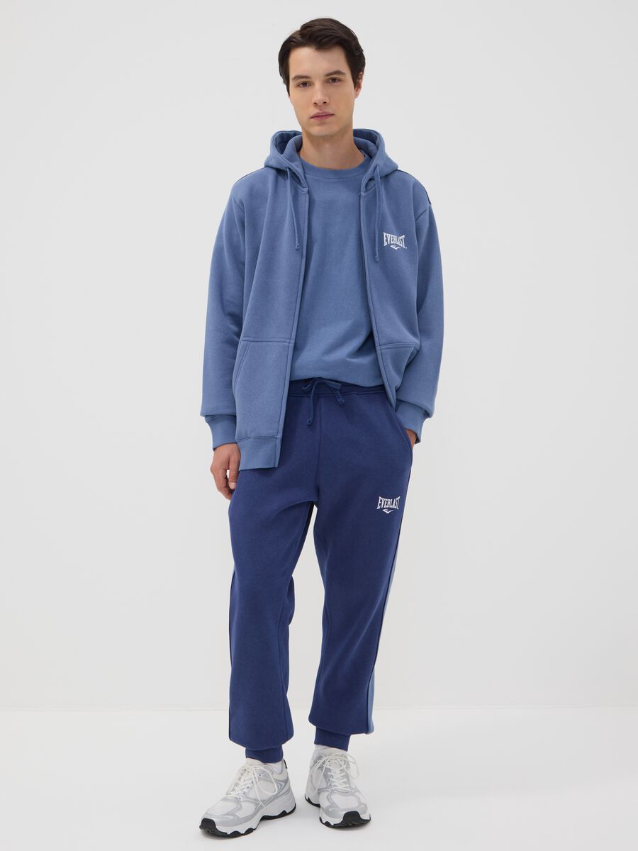 Blue cotton-blend hooded sweatshirt with logo_1