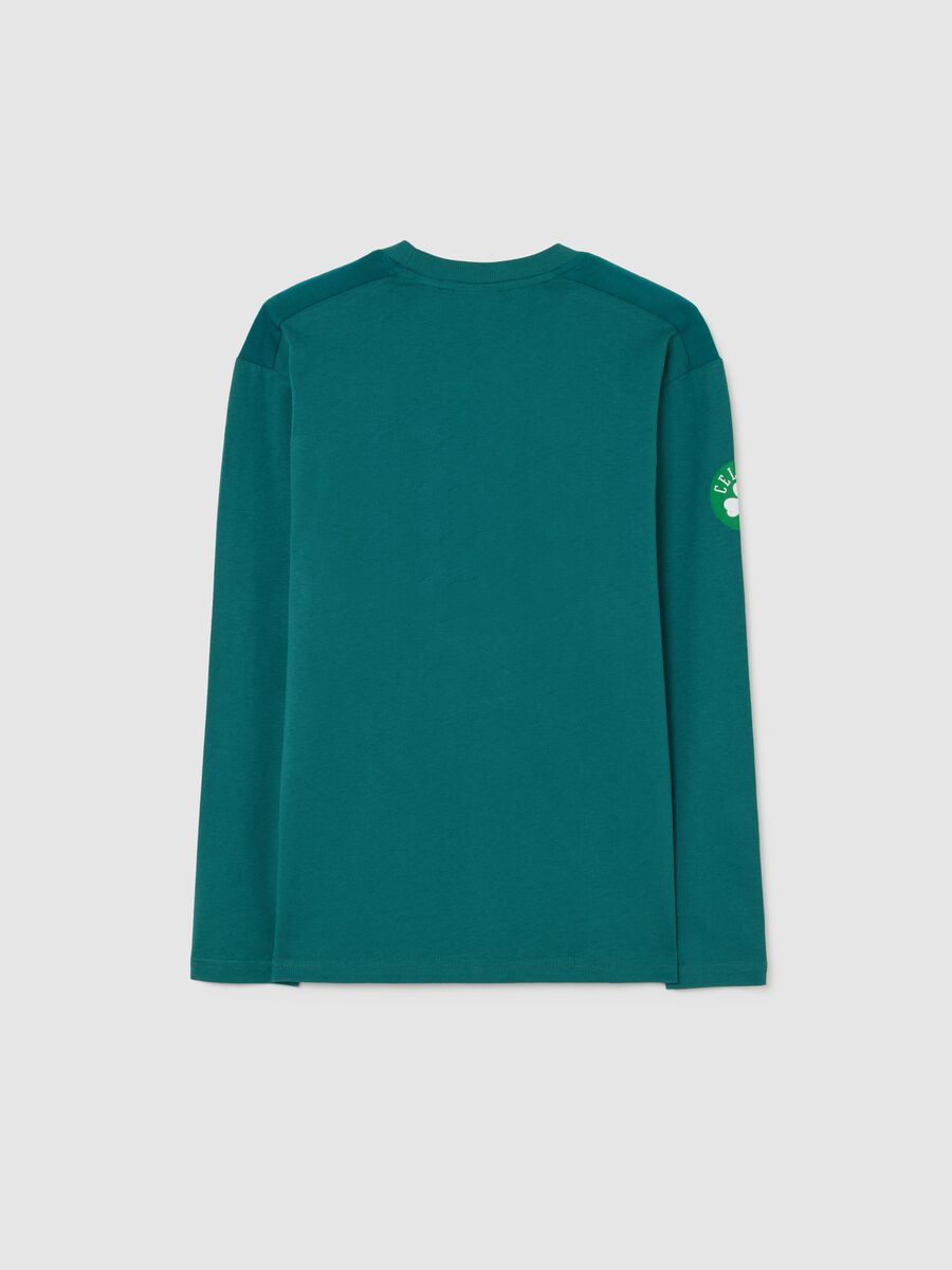 Boy's green pure cotton regular fit jumper with round neck_4