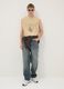 Tank top beige in puro cotone con stampa frontale_1