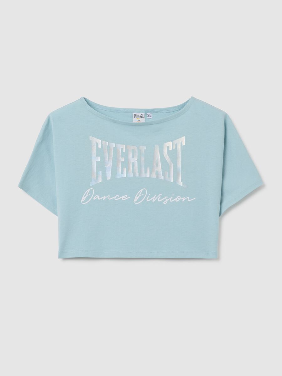 Girls' pure cotton sky blue boxy fit T-shirt_0