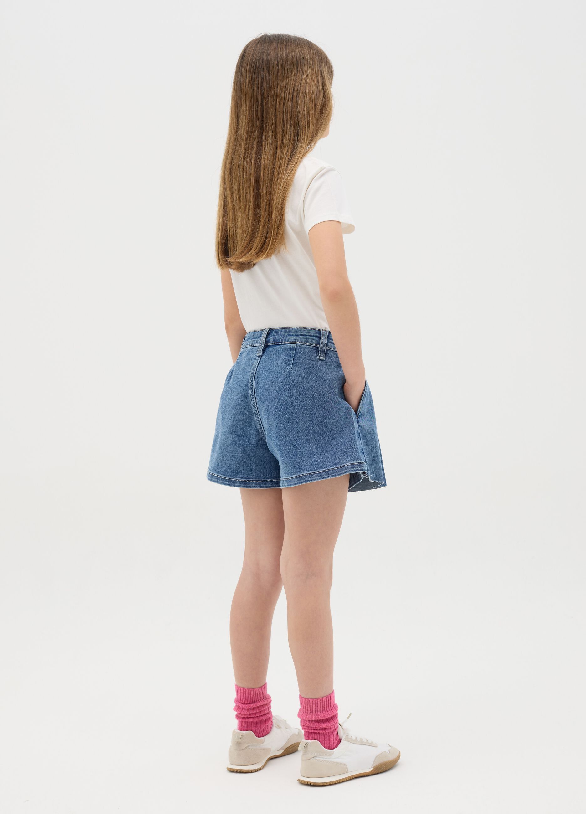 Skorts a pieghe in denim