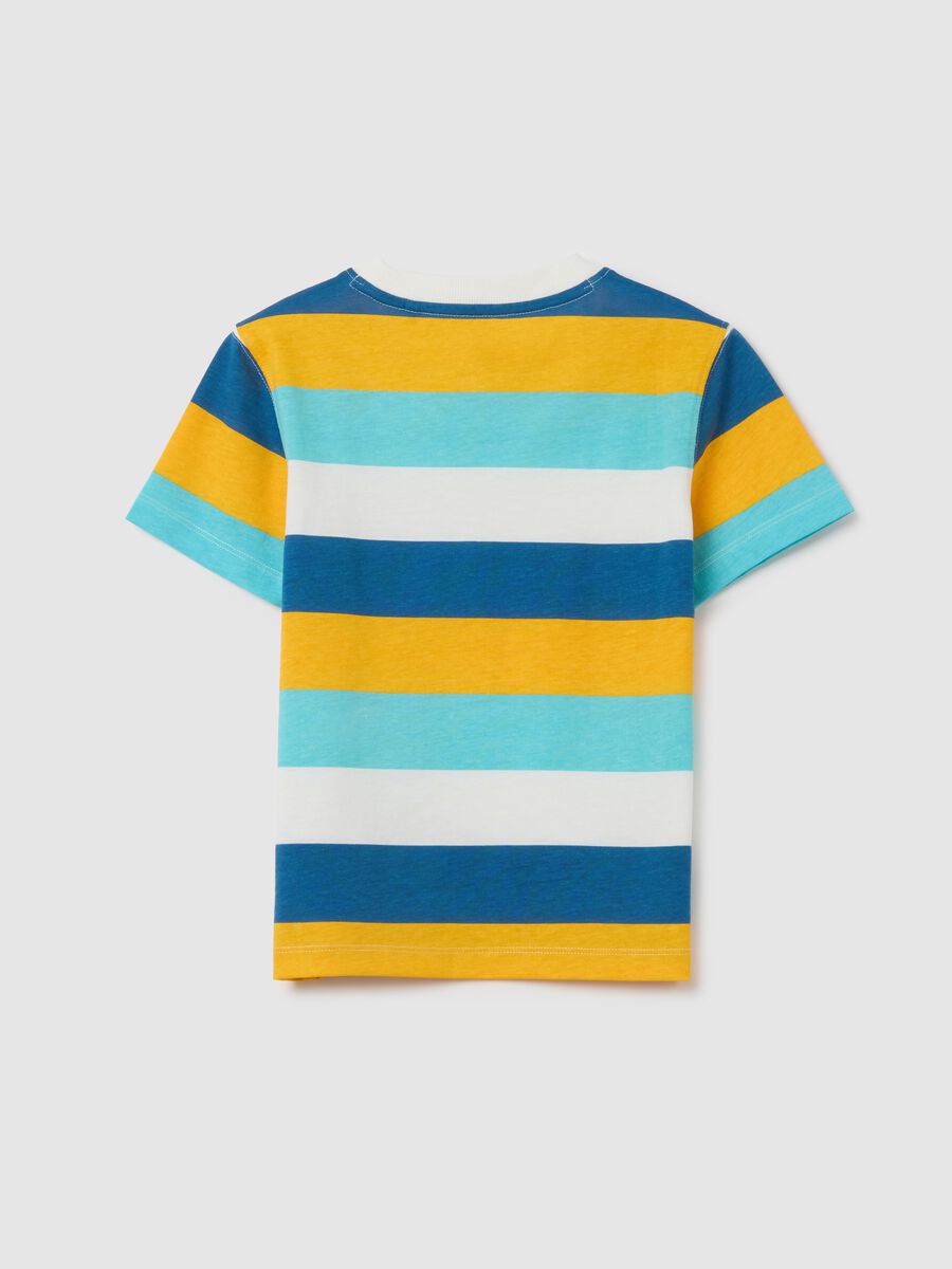 Multicoloured striped cotton T-shirt for kids_1