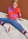 Red pure cotton crew-neck jumper with floral pattern for girls_1