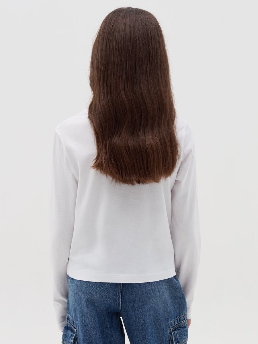 T-shirt crop a maniche lunghe con stampa_1