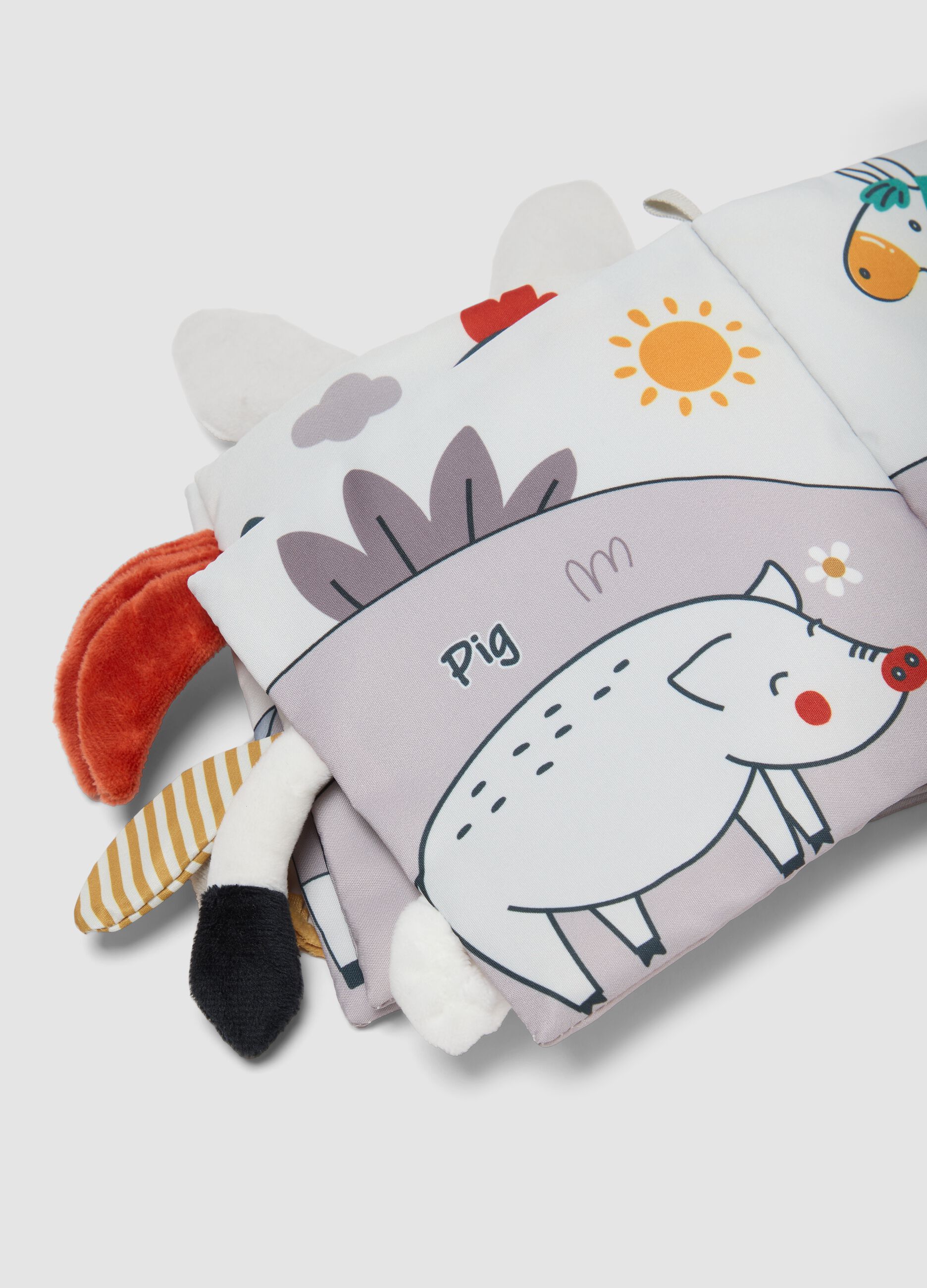 Multicolour sensory baby book with farm animals