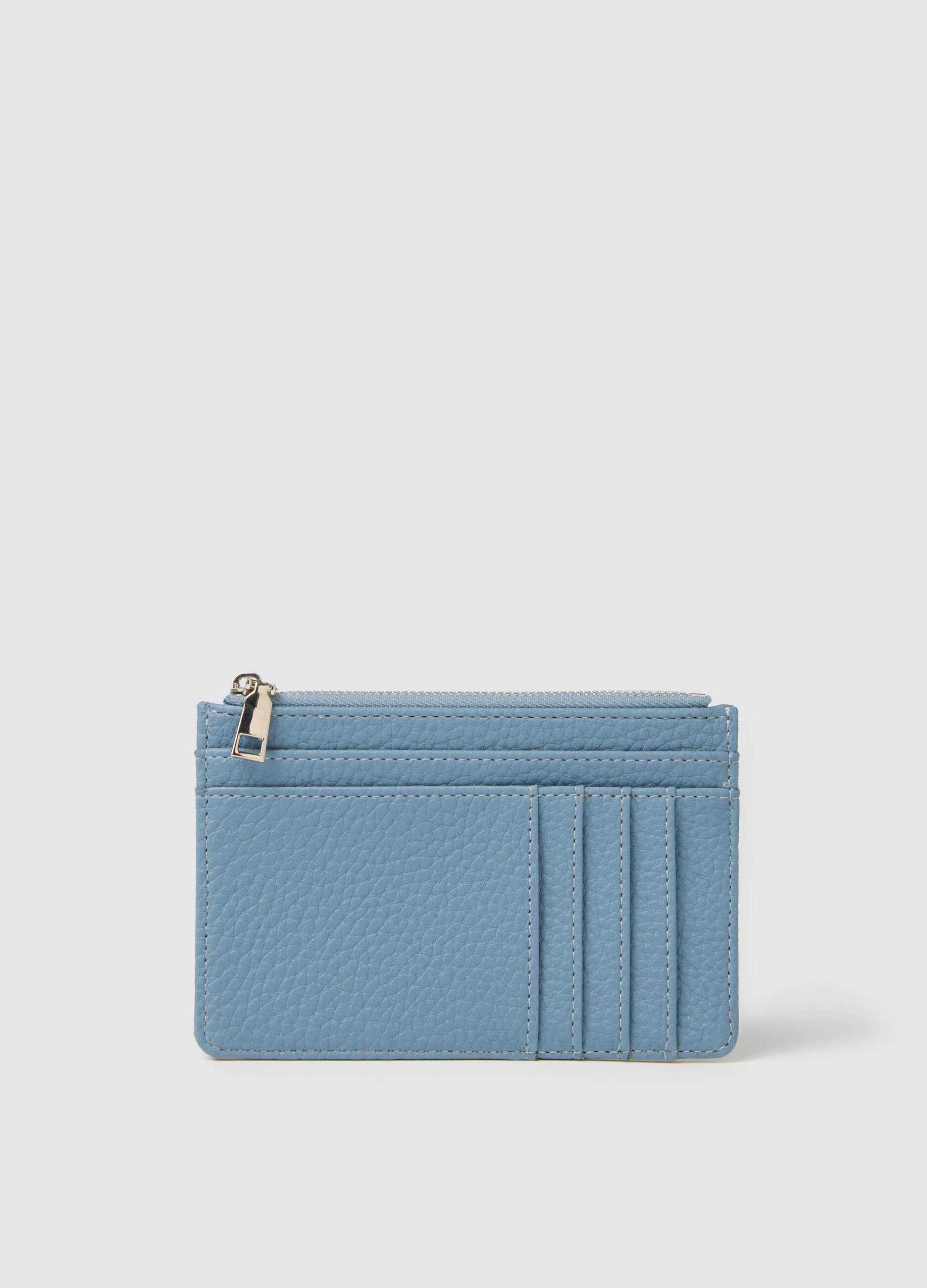 Light blue textured-effect credit card holder