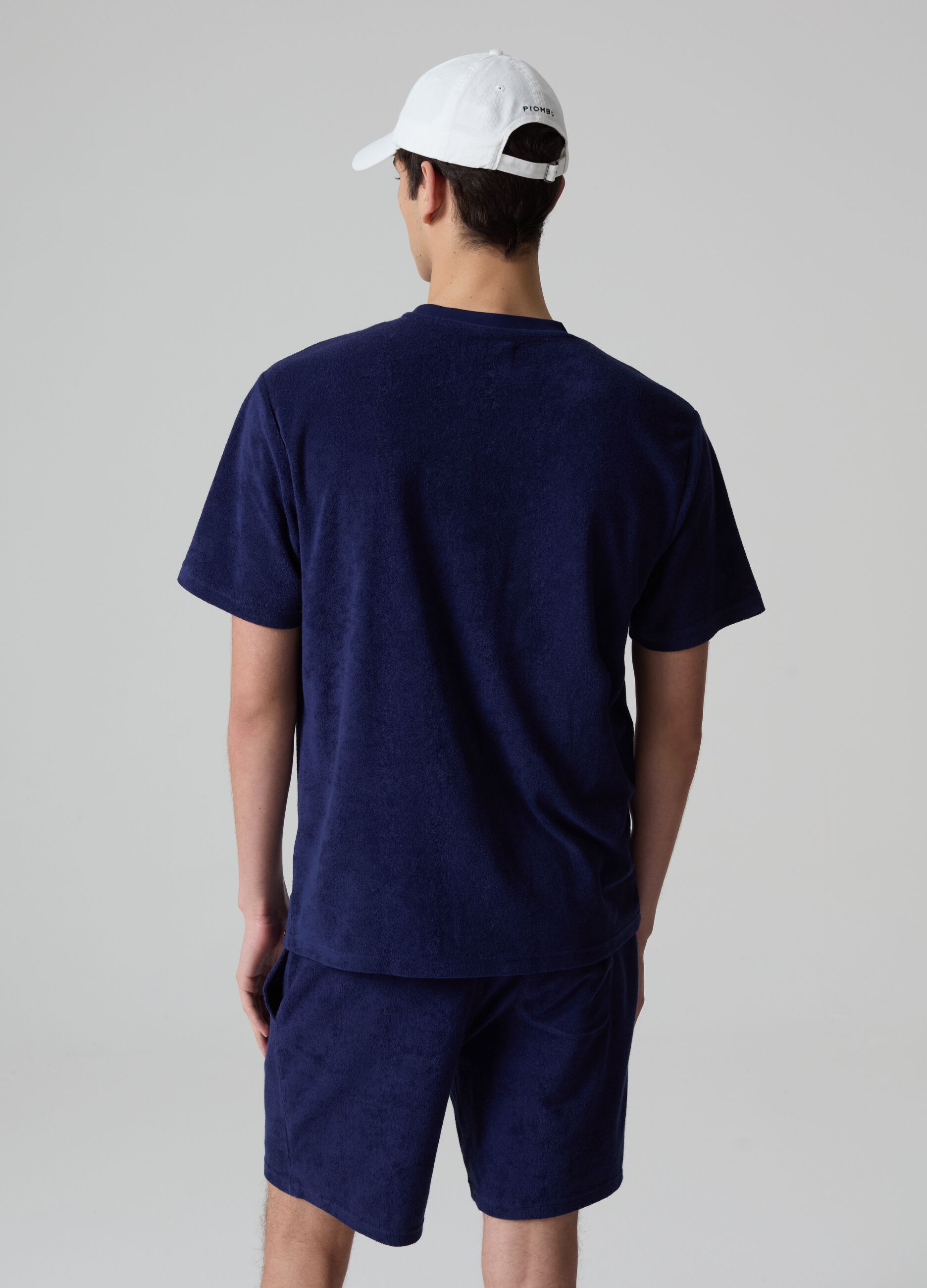 Reverse French terry T-shirt with pocket