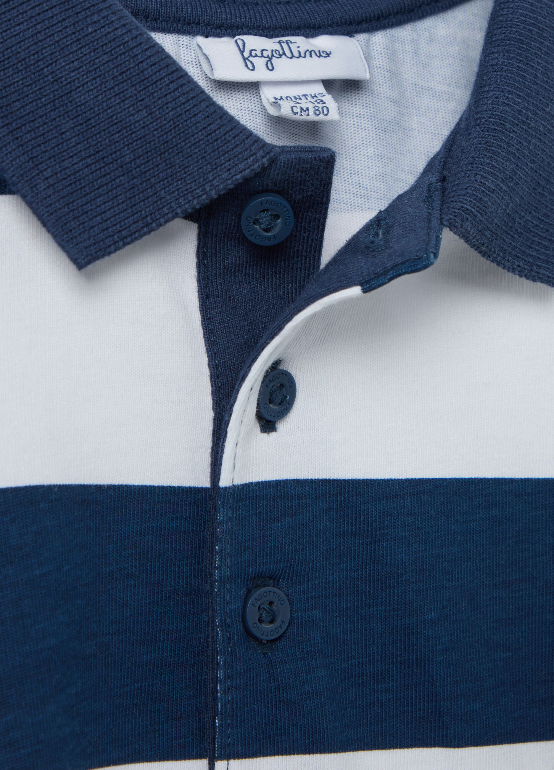 Long-sleeved polo shirt in striped cotton