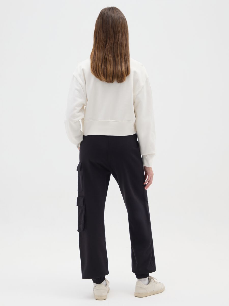 Pantaloni jogger da ragazza in misto cotone nero regular fit_1