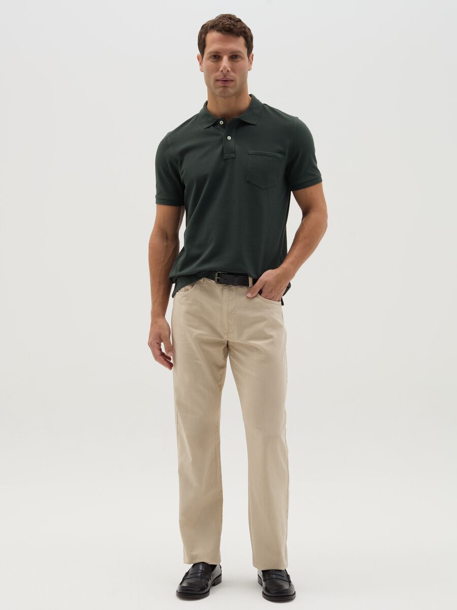 Stretch cotton polo shirt with pocket_1