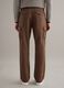 Brown regular fit cotton and linen cargo trousers_2