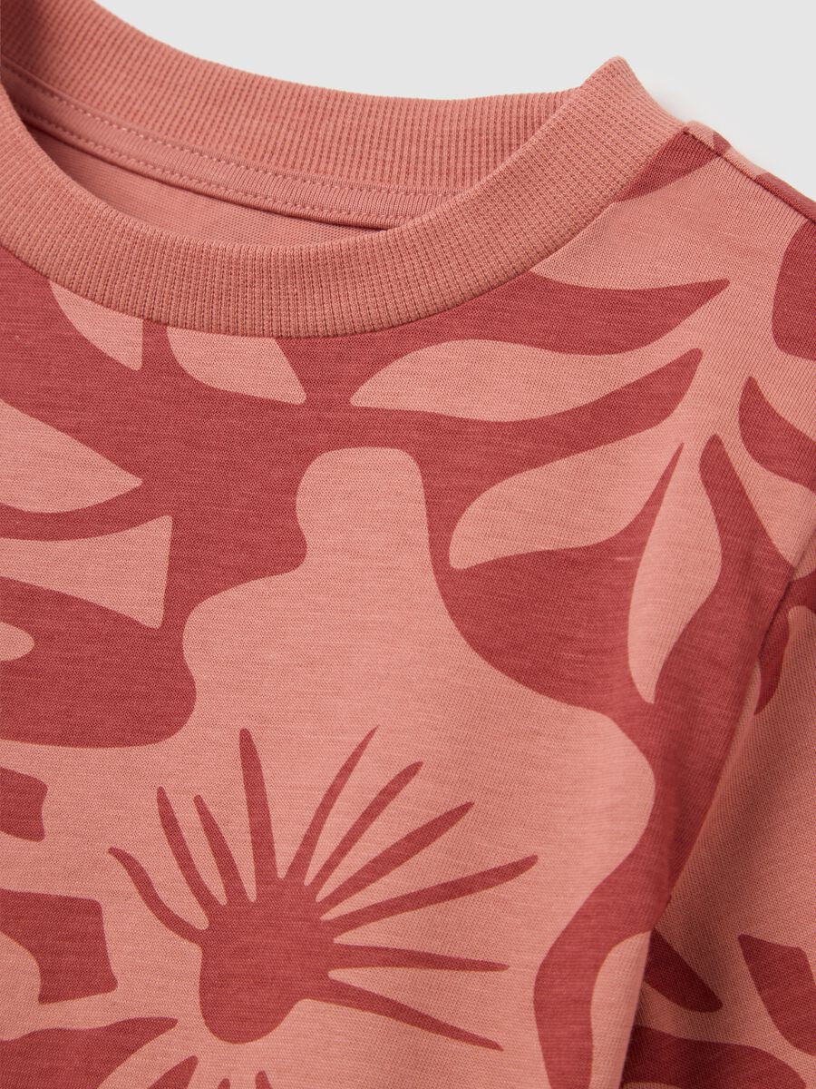 Short sleeve floral printed cotton t-shirt for kids_2