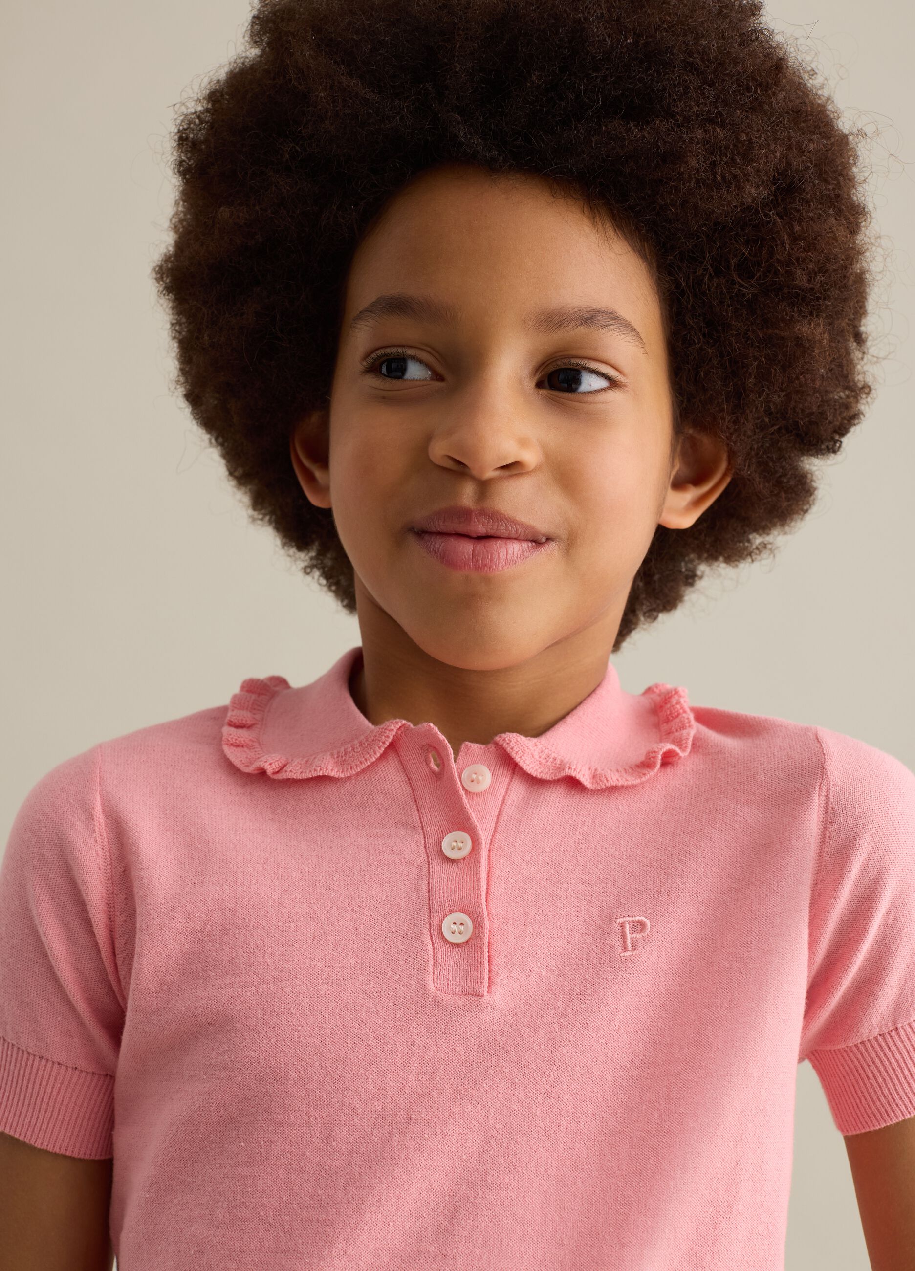 Knit polo shirt with logo embroidery