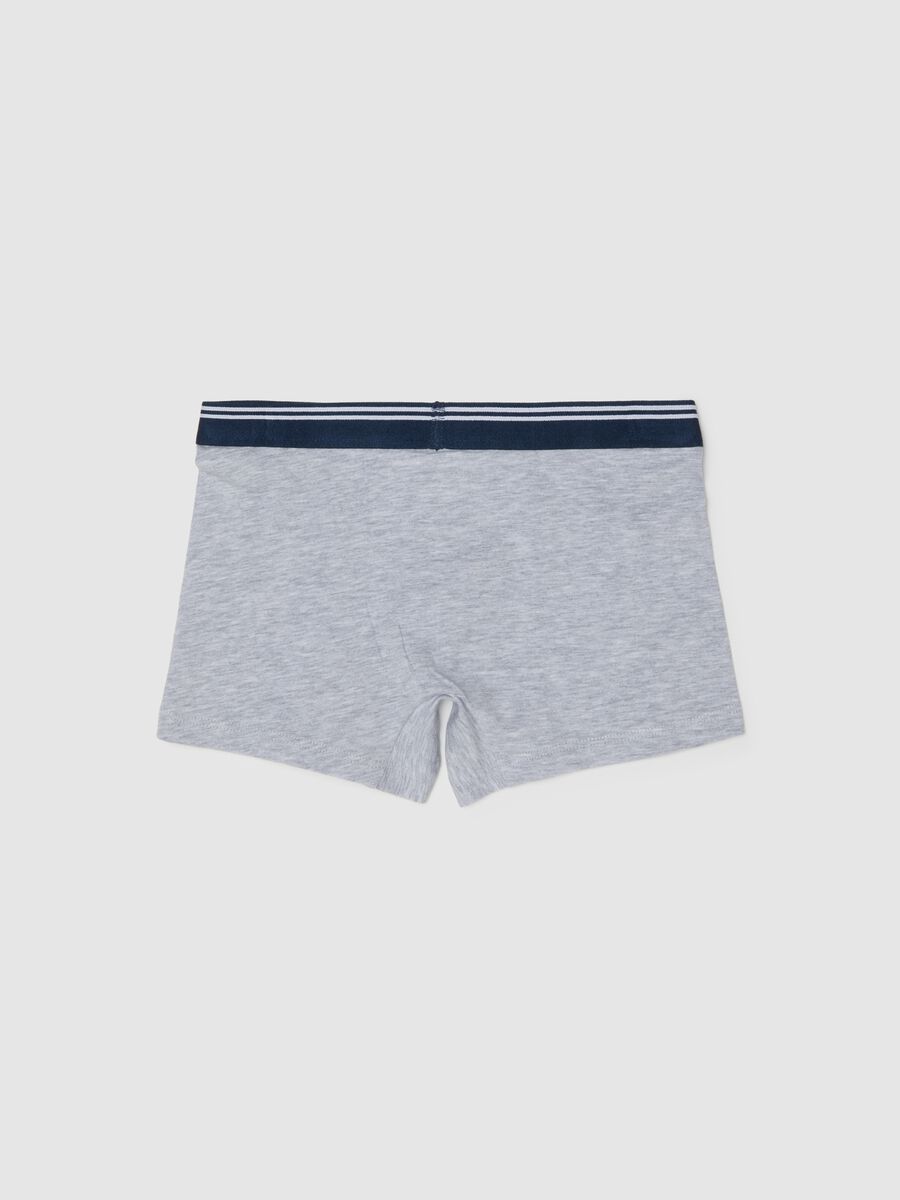 Grey children's boxer shorts in stretch cotton, regular fit_1