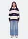 Blue striped cotton-blend sweatshirt with collar, relaxed fit_1