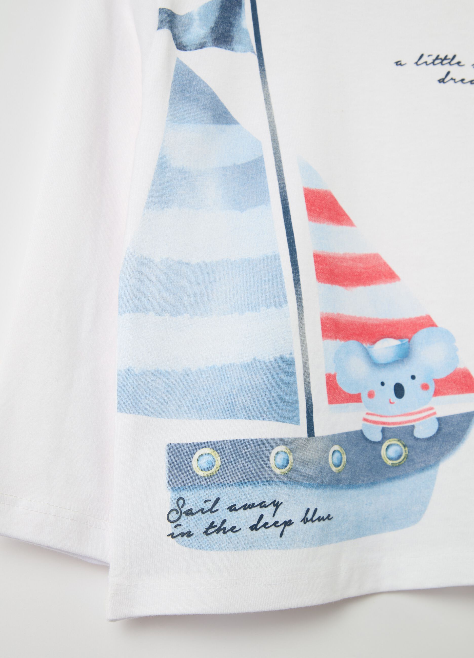 Long-sleeved T-shirt with sail boat print