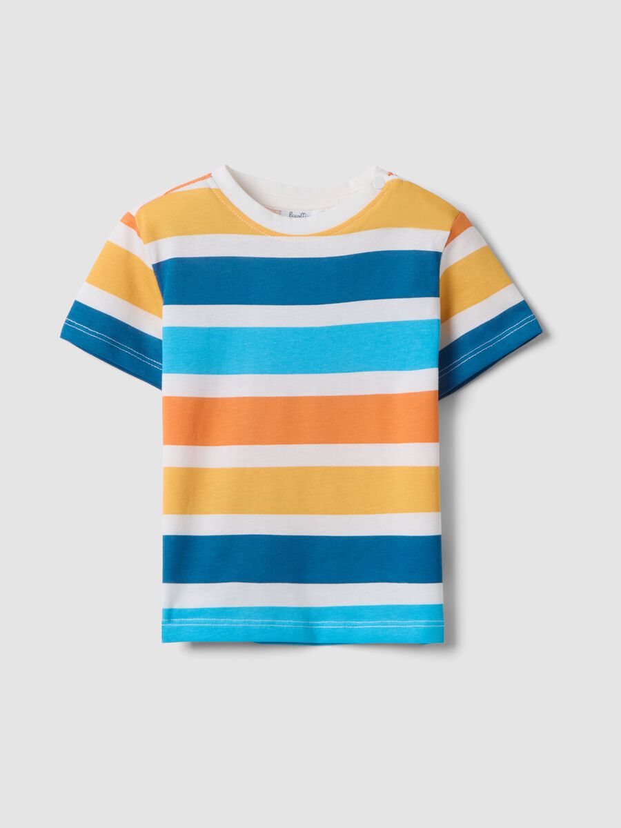 Boys&rsquo; multicolour striped pure cotton T-shirt, regular fit_0