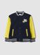 Blue college-style crewneck sweatshirt in cotton blend with Minions print for boys_0