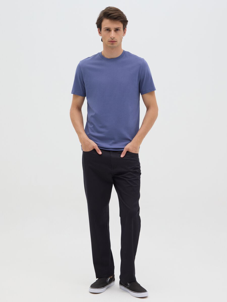 Men's blue pure cotton regular fit T-shirt_1