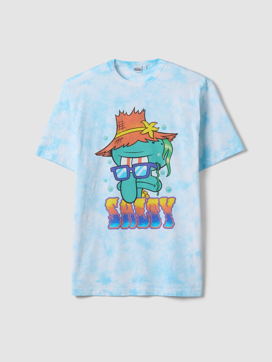 Regular fit sky blue pure cotton T-shirt with Squidward print_4