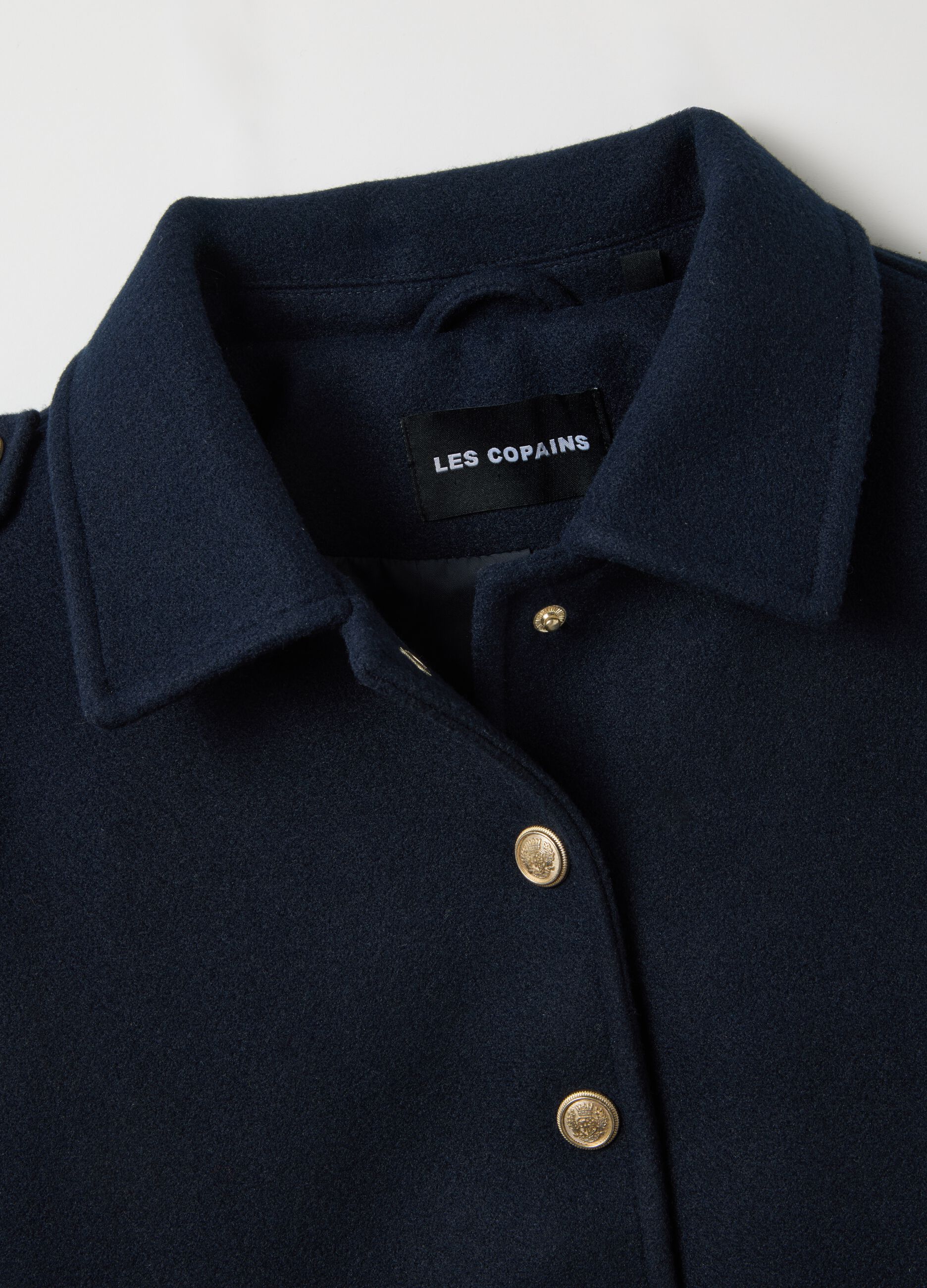 Blue regular fit jacket with button closure