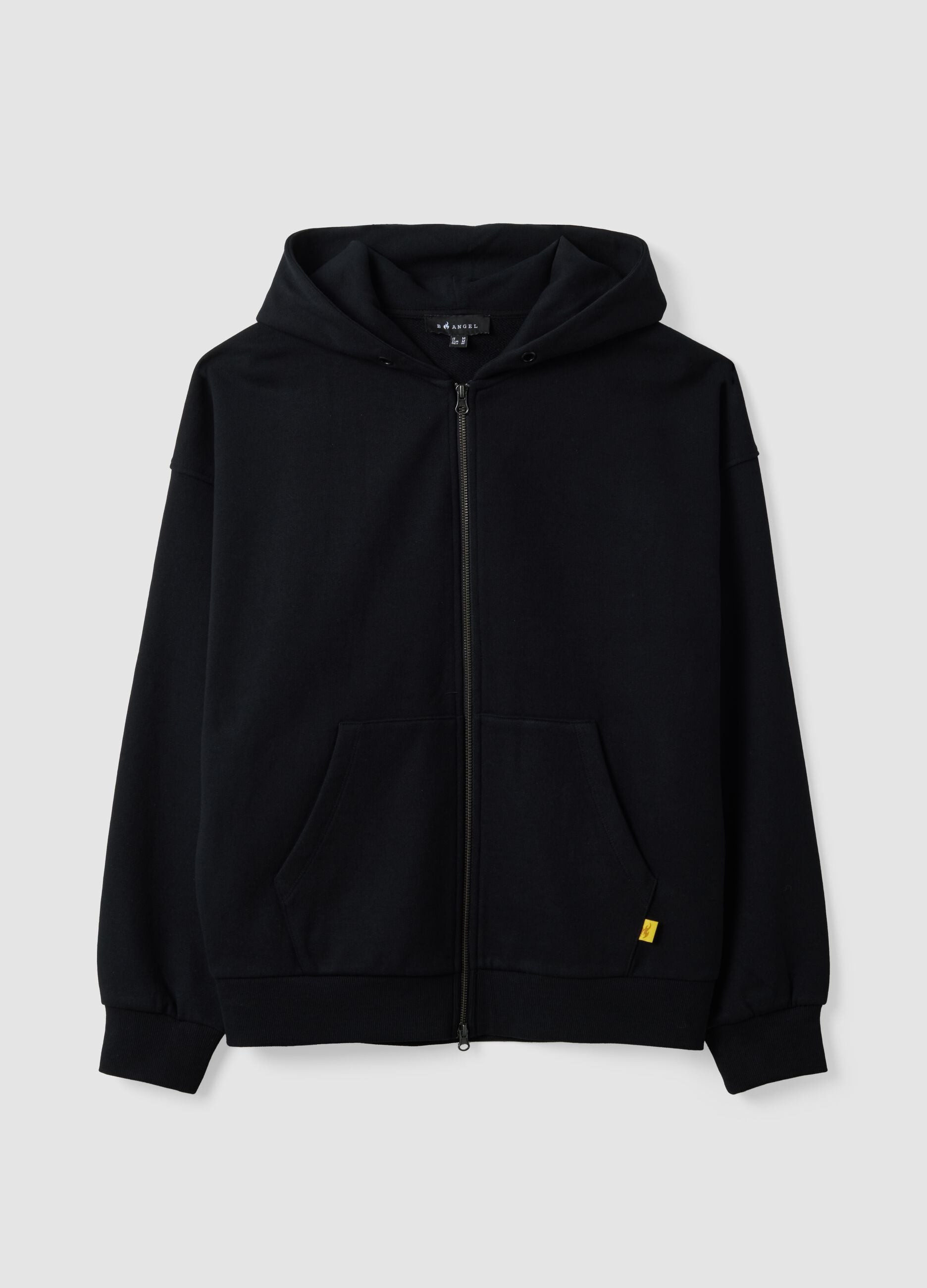 Black cropped pure cotton hoodie with oversized fit
