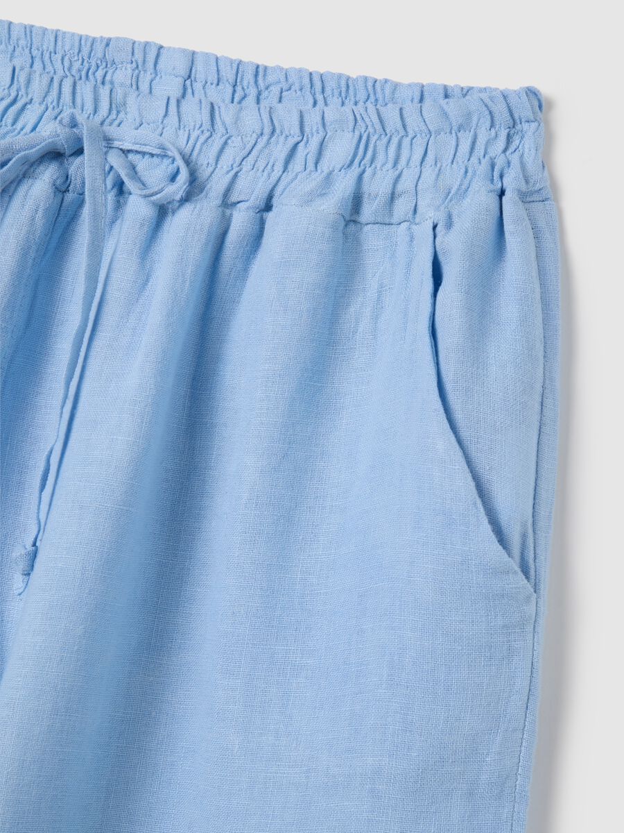 Women's pure linen azure trousers regular fit_1