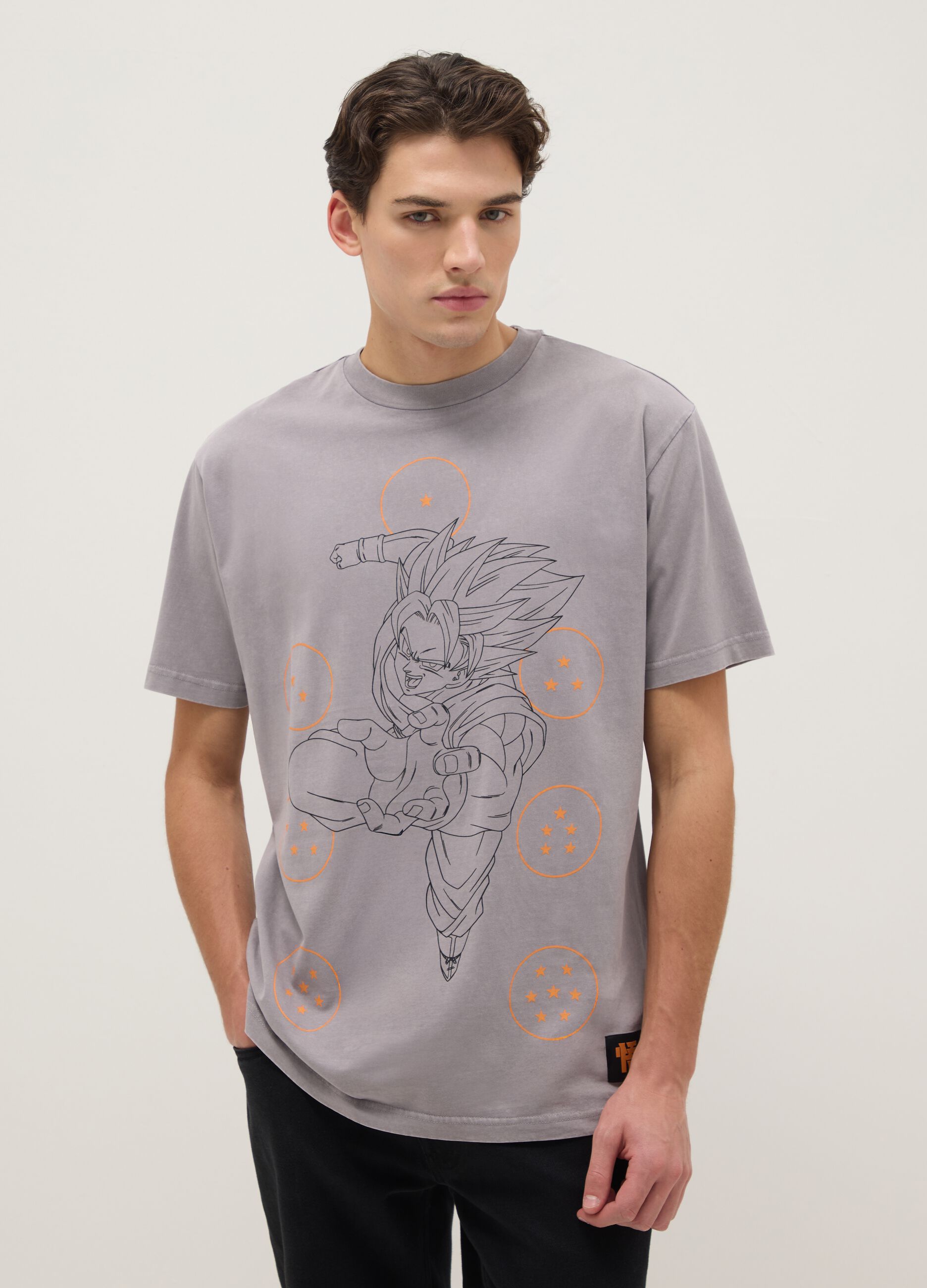 Grey pure cotton regular fit T-shirt with Dragon Ball print
