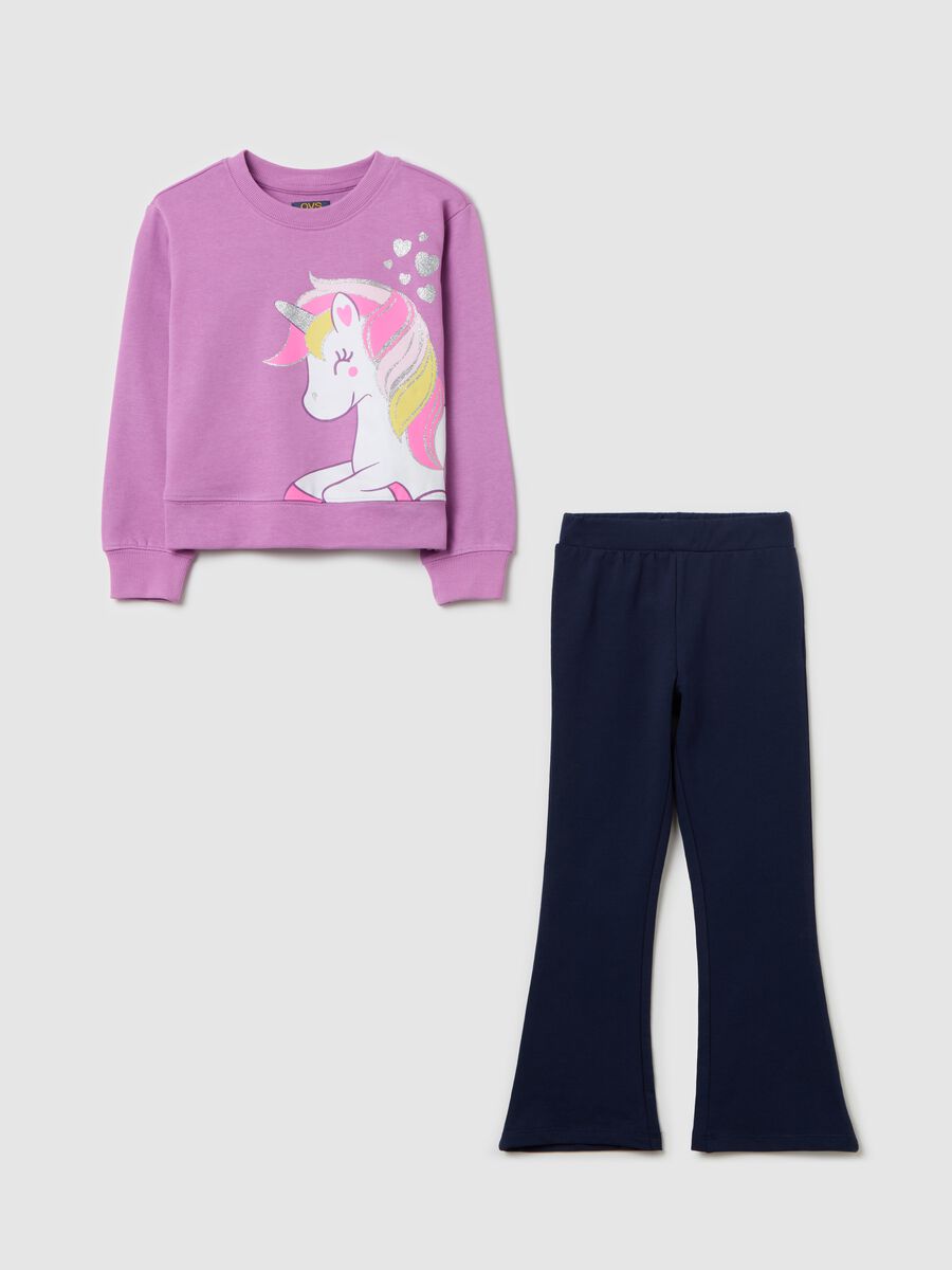 Cotton jogging set with unicorn print_0