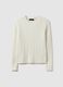 White pure cotton regular fit cable-knit sweater_4