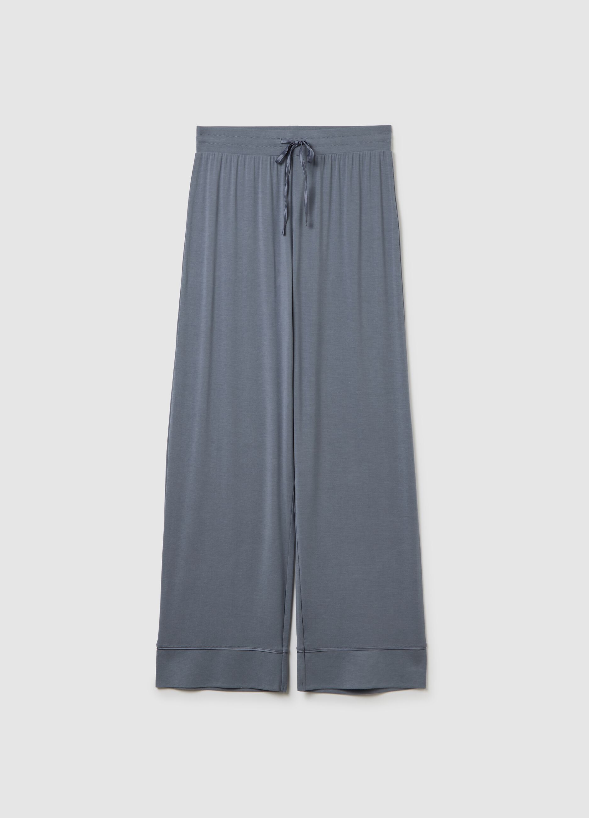 Full-length pyjama bottoms with contrasting piping