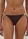 Brown stretch bikini bottoms with contrast tie sides_1