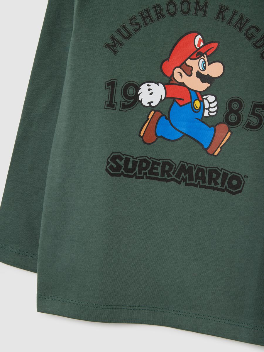 Maglietta verde da bambino in puro cotone regular fit con stampa_2