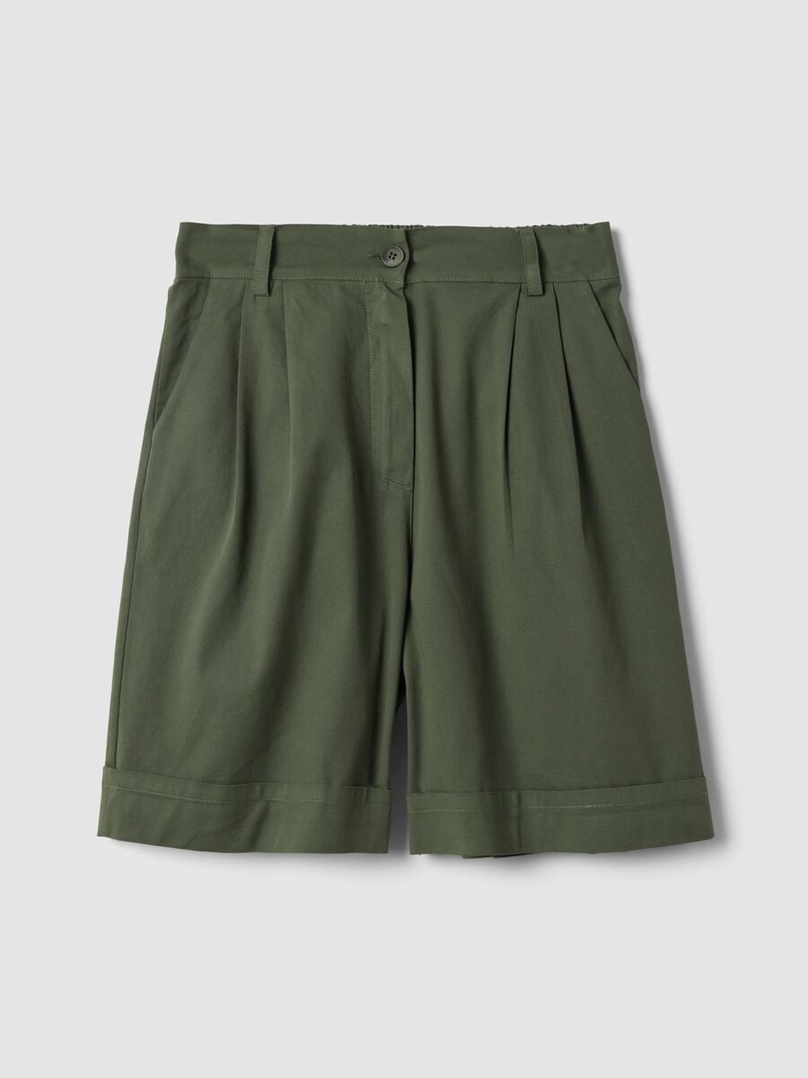 Green stretch cotton shorts_4