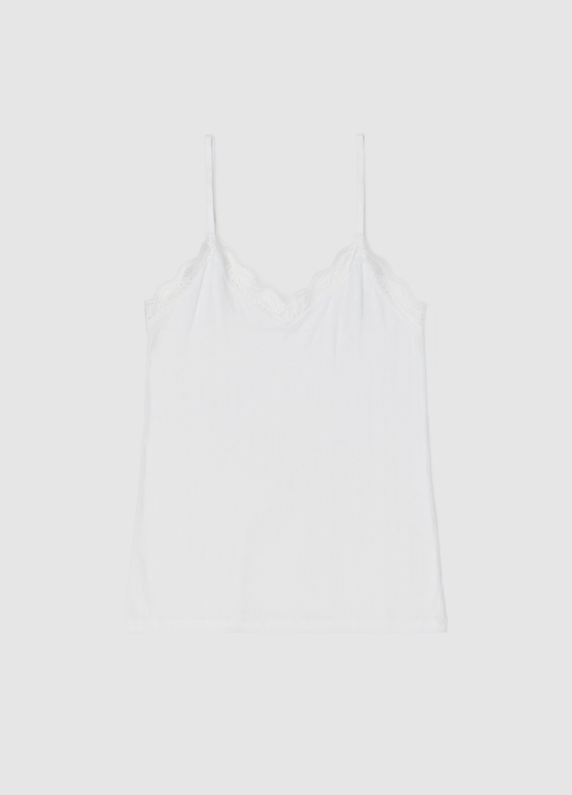 Pointelle vest with V neck with lace