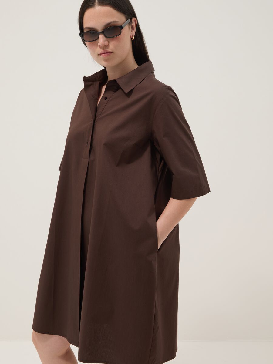 Abito chemisier marrone in puro cotone_2