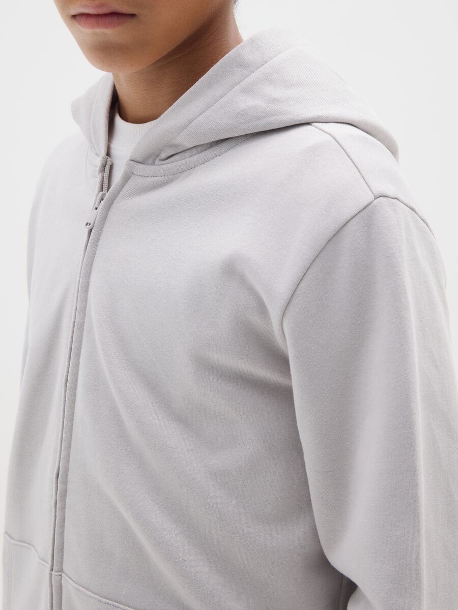 Felpa con cappuccio grigia da ragazzo in puro cotone regular fit_2
