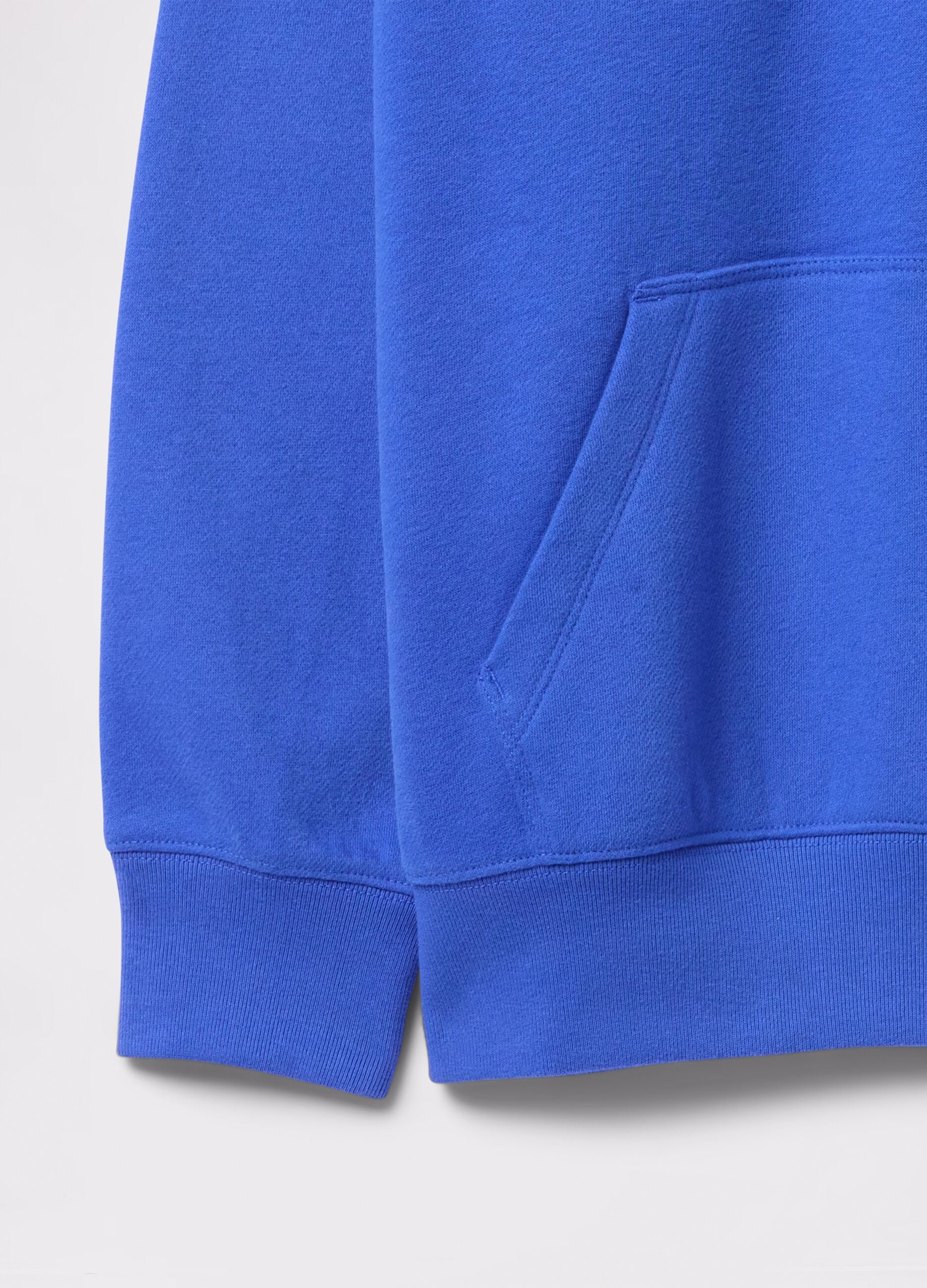 Blue sweatshirt with hood and logo embroidery