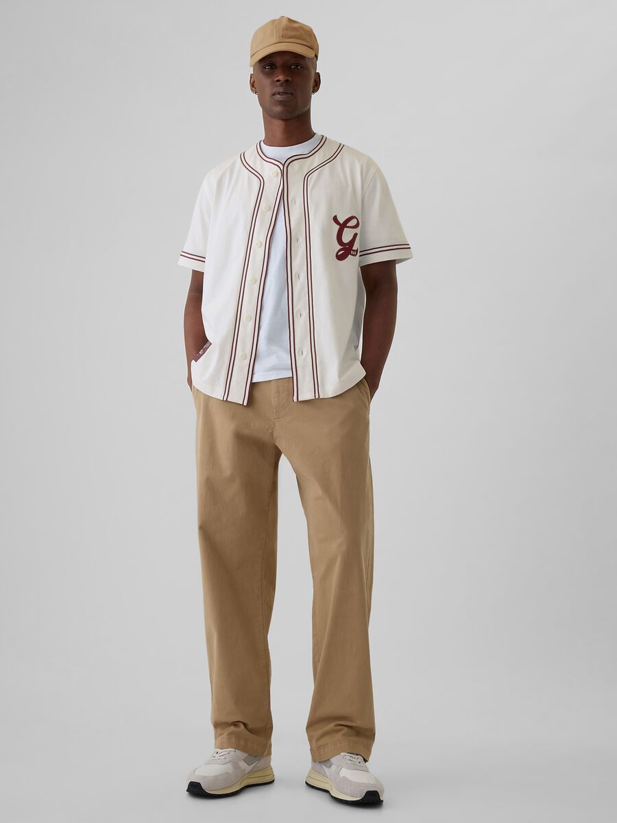 T-shirt da baseball in cotone con ricamo logo_1